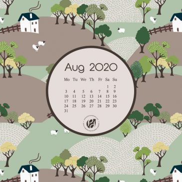 August 2020 Free Desktop/Mobile Calendar Wallpapers & Printable Planner, Illustrated- Quiet Hills