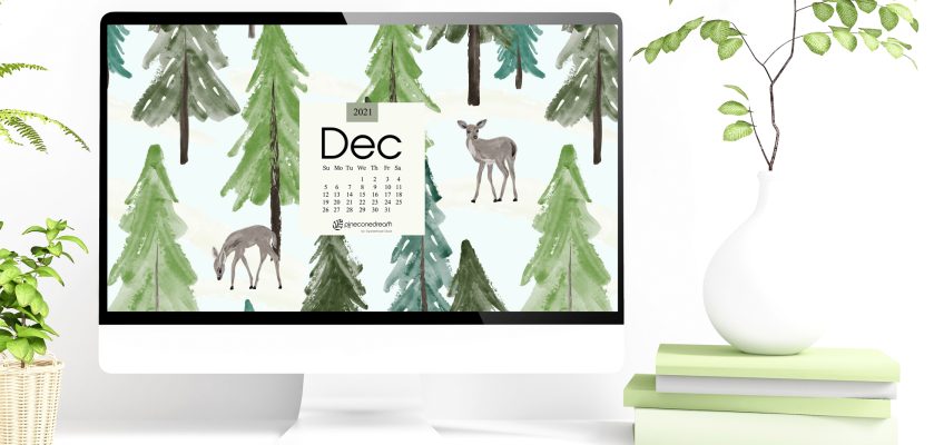 December 2021 desktop calendar wallpaper